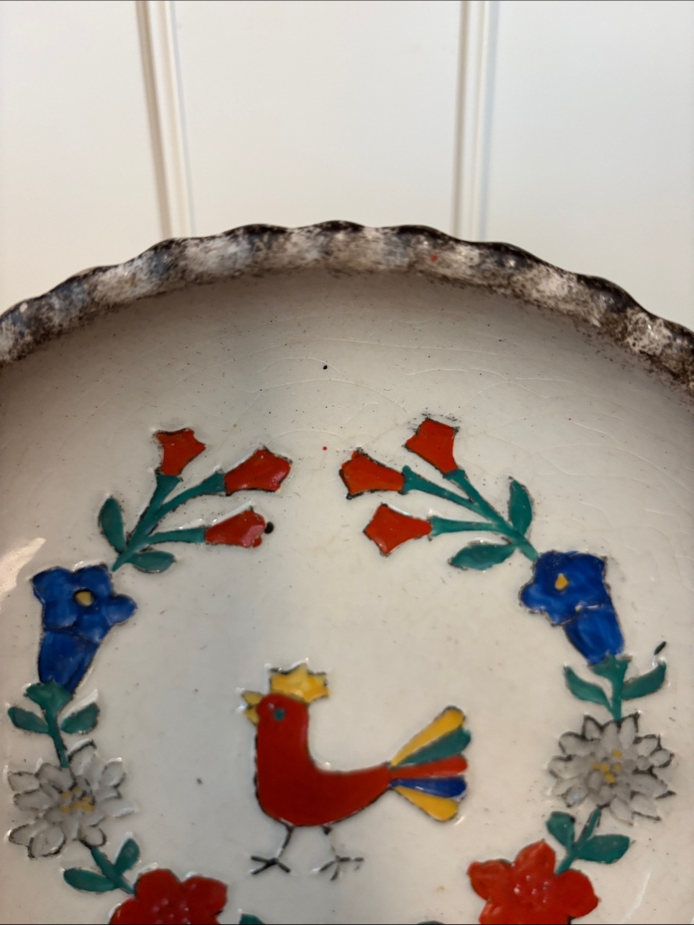 RARE Vintage Goebel Ceramic Plate with Colorful Rooster & Floral Design - Picture 5 of 8